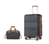 Kono Luggage Sets of 2 Piece Lightweight ABS+PC Hard Shell Medium Check in Suitcase with TSA Combination Lock + Ryanair 40x20x25cm Cabin Bag (Black/Brown, 24 Inch Luggage Set)