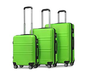 Kono Luggage Sets of 3 Piece Lightweight 4 Spinner Wheels Hard Shell Trolley Case 20"/24"/28" (Apple Green Set)