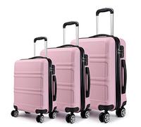 Kono Luggage Sets of 3 Piece Lightweight 4 Spinner Wheels Hard Shell Trolley Case 20"/24"/28" (Pink Set)