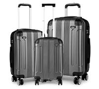 Kono Luggage Sets of 3 Piece Lightweight 4 Wheels Hard Sheel ABS Travel Trolley Suitcases (Grey)
