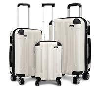 Kono Luggage Sets of 3 piece Lightweight 4 Wheels Hard Sheel ABS Travel Trolley Suitcases (White)