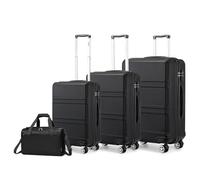Kono Luggage Sets of 4 Piece Lightweight ABS Hard Shell Cabin/Medium/Large Suitcase with TSA Combination Lock + Ryanair 40x20x25cm Cabin Bag (Black, 4 Piece Set)