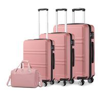 Kono Luggage Sets of 4 Piece Lightweight ABS+PC Hard Shell Cabin/Medium/Large Suitcase with TSA Combination Lock + Ryanair 40x20x25cm Cabin Bag (Nude, 4 Piece Set)