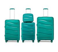 Kono Luggage Sets of 4 Piece Lightweight Polypropylene Hard Shell Suitcase with TSA Lock Spinner Wheels 20" 24" 28" Travel Trolley Case + 14" Beauty Case (Set of 4, Turquoise)