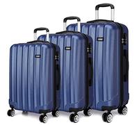 Kono Luggage Suitcase Hard Shell 4 Wheel Spinner Holiday Travel Business Trip Trolley Case 20" 24" 28" Set (1773 Navy 20"+24"+28")