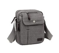 Kono Man Bag Small Canvas Men Shoulder Messenger Bag Multi Pockets Sling Cross Body Satchel Travel Organizer (Grey)
