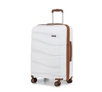 Kono Medium Check in Luggage 24 inch Lightweight Polypropylene Hard Shell Suitcase with TSA Lock Spinner Wheels (Cream)