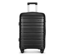 Kono Medium Hard Shell Suitcase 24 Inch Lightweight PP Material Carry On Trolley Case Travel Hand Luggage with TSA Lock 4 Spinner Wheels(Black, M(65cm, 52L))