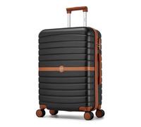 Kono Medium Hard Shell Suitcase, Lightweight ABS+PC Checked Luggage,Black | 24 Inch 62L Anti-Scratch Trolley with Silent Spinner Wheel & Combination Lock, Ideal for European Trips & Weekend City Breaks