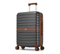 Kono Medium Hard Shell Suitcase, Lightweight ABS+PC Checked Luggage,Grey