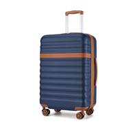 Kono Medium Suitcase 24 Inch Expandable Hardshell Luggage (Navy/Brown) | Lightweight ABS+PC Travel Case with 15% Extra Capacity, YKK Zips, Silent Spinner Wheels, TSA Lock, Ideal for European Trips