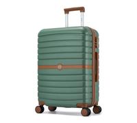 Kono Medium Suitcase 24 inch Lightweight ABS + PC Hard Shell Trolley Case Travel Check in Luggage with 3 Digit Combination Lock Spinner Wheels (Green/Brown)