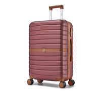 Kono Medium Suitcase 24 inch Lightweight ABS + PC Hard Shell Trolley Case Travel Check in Luggage with 3 Digit Combination Lock Spinner Wheels (Burgundy/Brown)