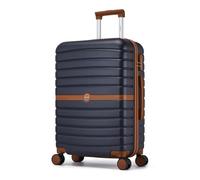 Kono Medium Suitcase 24 inch Lightweight ABS + PC Hard Shell Trolley Case Travel Check in Luggage with 3 Digit Combination Lock Spinner Wheels (Navy/Brown)