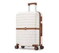 Kono Medium Suitcase 24 inch Lightweight ABS + PC Hard Shell Trolley Case Travel Check in Luggage with 3 Digit Combination Lock Spinner Wheels (Cream/Brown)