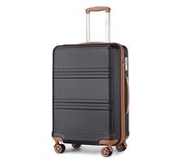 Kono Medium Suitcase 24 Inch Luggage Lightweight ABS Hard Shell Trolley Travel Case with TSA Combination Lock and 4 Wheels Spinner (24", Black/Brown)