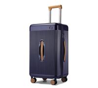 Kono Medium Suitcase ABS+PC Hard Shell Lightweight 24 inch Hold Check in Luggage with TSA Combination Lock Spinner Wheels 30/70 Split Compartment (Navy/Brown)