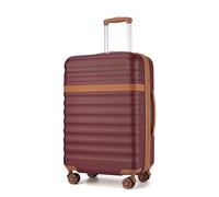 Kono Medium Suitcase Check-in 24-Inch Expandable Luggage ABS+PC Hard Shell Travel Trolley Case with TSA Lock Spinner Wheels (Burgundy/Brown)