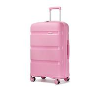 Kono Medium Travel Suitcase 24 Inch Lightweight Polypropylene Hard Case with Smooth 4 Wheels and TSA Lock Check-in Trolley Luggage Pink