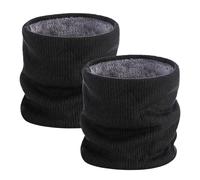 Kono Neck Warmer Men Women Fleece Lined Scarf Winter Thicken Windproof Circle for Skiing Cycling Sports (2pack Black)