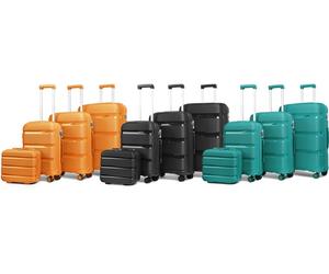 Kono One to Four Piece Colourful Hard Shell Set With TSA Lock: 20 Inch Suitcase/Black/One