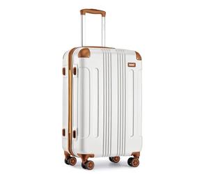 Kono Ryanair Cabin Suitcase 55x35x20cm ABS Hard Shell Travel Luggage,Cream | Water Resistant,Telescopic Handle,Combination Lock,Smooth Spinner Wheels for Men Women,Business Short Trips Weekend Break