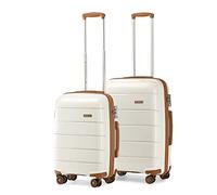 Kono Set of 2 (38L, 66L) Lightweight Long-Lasting PP Material Suitcase 20" Carry-on Hand Luggage and 24" Medium Suitcase with TSA Combination Lock and YKK Zipper (Cream White)