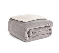Kono Sherpa Fleece Throw Blanket 150 * 200cm Soft Cosy Fluffy Reversible Microfiber Solid Blankets for Bed Couch Sofa (Grey, Twin/Double)