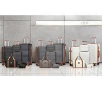 Kono Six Piece Travel Luggage Set: Black and Brown