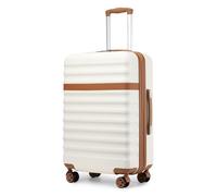 Kono Suitcase Check-in 24-Inch Expandable Luggage ABS+PC Hardshell Travel Trolley with TSA Lock Spinner Wheels (Cream/Brown)