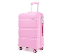 Kono Suitcase Medium Hand Luggage Lightweight PP Material Suitcase with 4 Spinner Wheels and TSA Lock(Pink, M(65cm, 52L))
