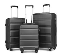 Kono Suitcase Set of 3 Hard Shell ABS+PC Luggage Travel Trolley Case with 4 Spinner Wheels and TSA Lock (Grey)