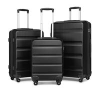 Kono Suitcase Set of 3 Hard Shell ABS+PC Luggage Travel Trolley Case with 4 Spinner Wheels and TSA Lock (Black)
