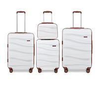 Kono Suitcase Set of 4, Lightweight PP Travel Case & Suitcases for Every Journey, Hard Shell Luggage with Spinner Wheels, TSA Lock & YKK Zips, Cabin to Large Sizes, Cream