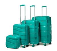 Kono Suitcase Set of 4, Lightweight PP Travel Case & Suitcases for Every Journey, Hard Shell Luggage with Spinner Wheels, TSA Lock & YKK Zips, Cabin to Large Sizes, Turquoise