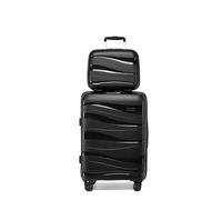 Kono Suitcase Sets of 2 Piece Lightweight Carry On Hand Cabin Luggage Polypropylene Hard Shell Suitcase with TSA Lock Spinner Wheels Travel with Beauty Case (Set of 2, Black)