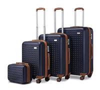 Kono Suitcase Sets of 4 Piece Lightweight ABS Suitcase with 4 Wheels 20" 24" 28" Travel Trolley Case + 14" Beauty Case