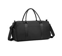 Kono Travel Duffel Bag Sports Gym Shoulder Bag for Women Men Overnight Weekend Carry on Holdall Bag with Wet Pocket and Shoe Compartment(Black)