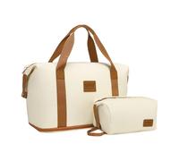 Kono Travel Duffel Bag with a Cosmetic Bag 36L Overnight Weekend Bags Dry and Wet Seperated Sports Gym Bag for Women Men Expandable Water Resistant Carry On Hand Luggage Bag Hospital Tote (Beige)