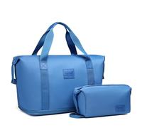 Kono Travel Duffel Bag with a Cosmetic Bag 36L Overnight Weekend Bags Dry and Wet Seperated Sports Gym Bag for Women Men Expandable Water Resistant Carry On Hand Luggage Bag Hospital Tote (Blue)
