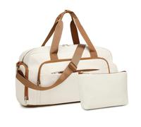 Kono Travel Duffle Bag for Women, Weekend Overnight Bags with Cosmetic Pouch and Shoes Compartment, Large Waterproof Ladies Holdall for Hospital Maternity (Beige)