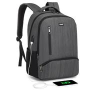 Kono Travel Laptop Backpack with USB Charging Port Water Resistant Work Business Computer Bag Schoolbag Rucksack for Women Men Casual Daypack Fits 15.6 Inch Laptop Grey