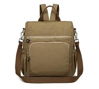 Kono Women Backpack Anti Theft Rucksack Nylon Schoolbag Ladies Travel Work Bag Casual Daypack Vintage Shoulder Backpack (Khaki)