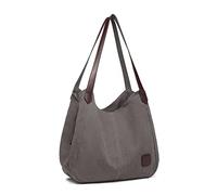 Kono Women Canvas Hobo Shoulder Bag Handbag Ladies Vintage Multiple Pockets Tote Top Handle Bags for Shopping Work School Travel Casual Daily (Grey)