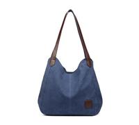 Kono Women Canvas Hobo Shoulder Bag Handbag Ladies Vintage Multiple Pockets Tote Top Handle Bags for Shopping Work School Travel Casual Daily (Navy)