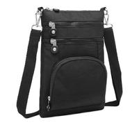 KONO Women's Lightweight Multi-Pocket Crossbody Bag with RFID Protection | Everyday Shoulder & City Travel Bag - Black
