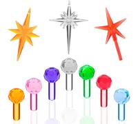 KonohaELF®Globe Pinlites Bulbs for Replacement Ceramic Christmas Tree- Round Faceted Globe Lights Ornaments, Crystal Clear (140 Pack ＆3 Plastic Topper)