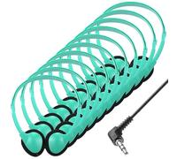 Konohan 10 Pack Headphones Bulk Headphone for School Classroom Student Wired Headphones Adjustable with 3.5 mm Jack for Adults (Emerald Green)