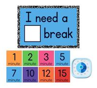 Konohan 10 Pcs Visual Timer Kit I Need a Break Magnetic Visual Calming Corner Support Including Break Card Countdown Clock for Special Education Study Office Meetings Supplies