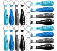 Konohan 100 Pcs Father's Day Keychains Gifts Bulk Thank You Gift for Dad Silicone Wristbands Keychains Bulk Happy Father's Day Goodie Bag Stuffers for Dad Grandpa Men Birthday Church Party Favors